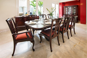 The Seville collection is the perfect balance between modern & traditional styles. The lines & mouldings on this furniture collection are strong & accentuated, without being busy & cluttered.
<br>
<br> Items:

<br> Extendable Dining Table: Extendable Dining Table: 6 to 8 seater (190-240Wx120Dx76H) & 8-10 seater (240-290Wx120Dx76H cm) 
<br>Chairs & Armchairs 
<br>Sideboard/Crockery Cabinet: 3-door (160W x 50D x 90H cm) 
