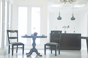 Round Breakfast Table for 4 - Size: Diameter 100cm x 76cm H.

<br>Breakfast Chairs. Size: 50x48x100cm H.