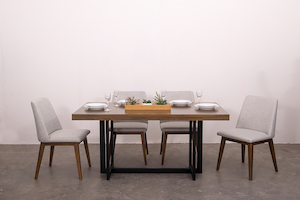 The Blackburn offers an understated industrial design to your interior look. The combination of matte black steelwork and solid mahogany wood creates a sleek, modern & fresh look.<br>

<br><b>On Frame:</b> <br>6 Seater Dining Table - Size: 160x90x76H cm. <br>8 Seater Dining Table - Size: 210x105x76H cm <br>Dining Chairs - Size: 47x54x85H cm.
<br>Round Dining Table (4 seater) -  Size: Diameter 110x76H cm
<br>Sideboard / Crokery Cabinet - Size: 110x45x85H cm