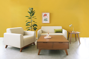 The Solna collection captures the simplicity of modern Scandinavian design and the beauty of natural wood. It offers the perfect blend of form & function with its simple aesthetics.  

<br><b>On Frame:</b> <br>2 Seater Sofa & Armchair. Also available in 3 seater format.
<br>Coffee Table -  Size: 75x75x40H cm. <br> Side Table - Size: 45x45x60H cm
<br>TV Sideboard (190x50x55H cm)